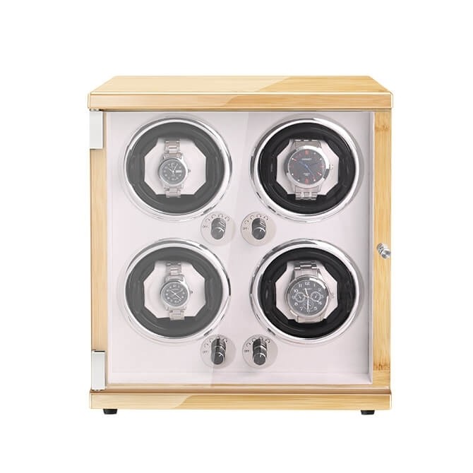 New Vertical Quad Automatic Watch Winder Box----Hevea brasiliensis