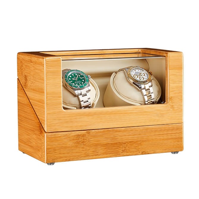 Remontoir 2 montres de luxe jqueen bambou 