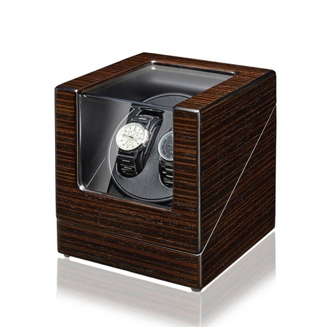 Jqueen automatique remontoir 2 montres noir ébène