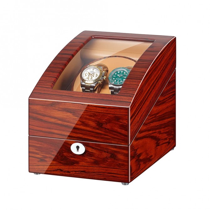 Remise Jqueen pomme en bois remontoir 2 montres rouge