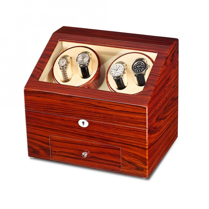 Meilleur remontoir 4 montres en bois Jqueen rouge