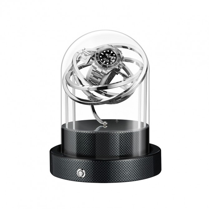Jqueen Orbita Single Watch Winder Silver LED light