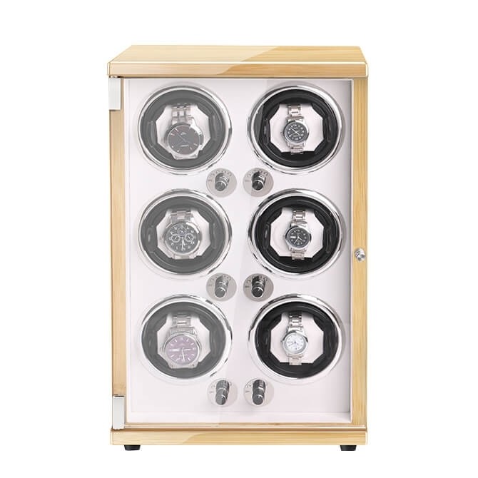 New Vertical Six Automatic Watch Winder Box----Hevea brasiliensis