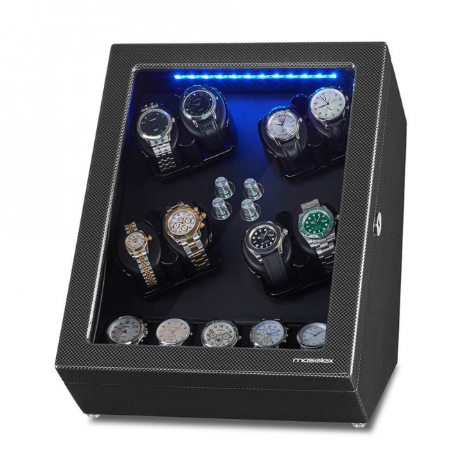 Remise Jqueen bois remontoir 8 montres noir