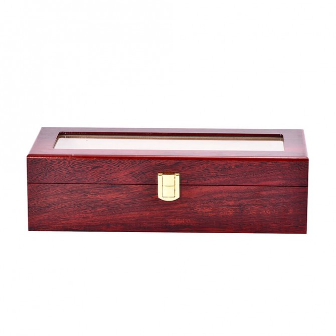 Meilleur coffret 6 montres en bois jqueen avec vitrine rouge